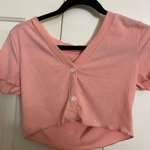 shein pink cropped top